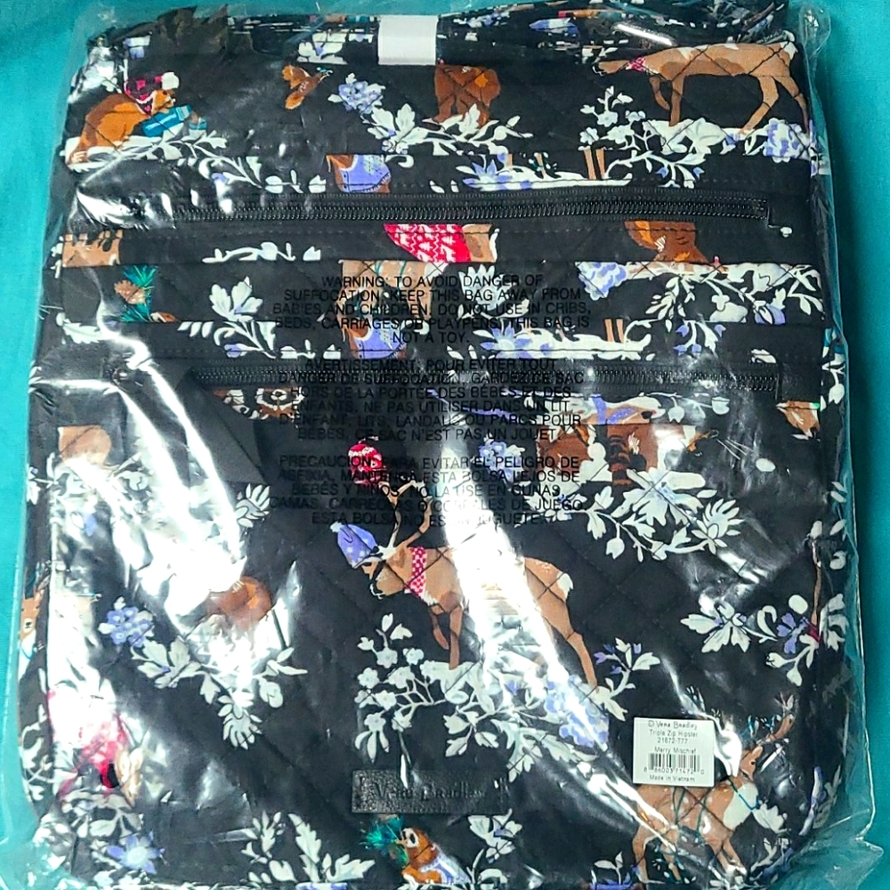 Vera bradley merry mischief triple zip hipster